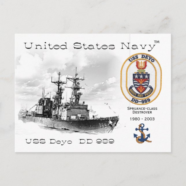 DÉTROYER USS DEYO DD-989 - CARTE POSTALE (Devant)