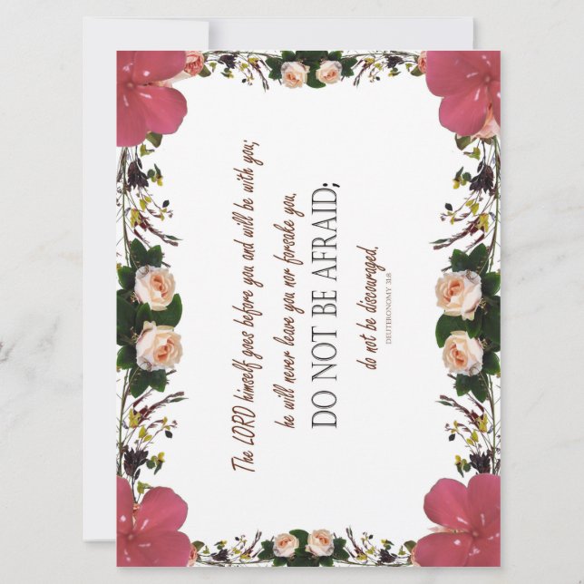 Deutéronome 31, N'ayez pas peur, Floral Flat Card (Dos)