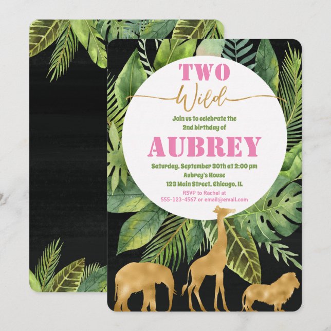 Deux 2èmes deuxièmes invitations sauvages de fille (Devant / Derrière)