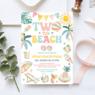 Deux à la fête sur la plage d'été Invitation pour