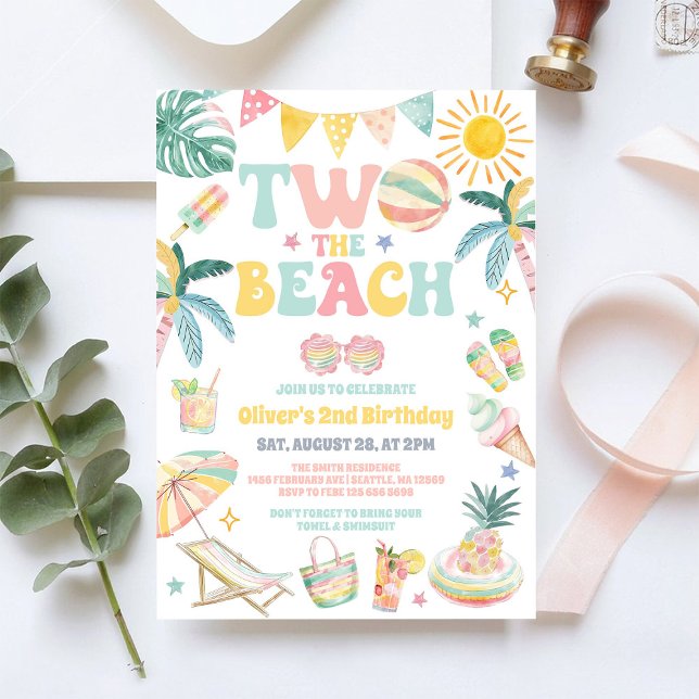 Deux à la fête sur la plage d'été Invitation pour  (Créateur téléchargé)
