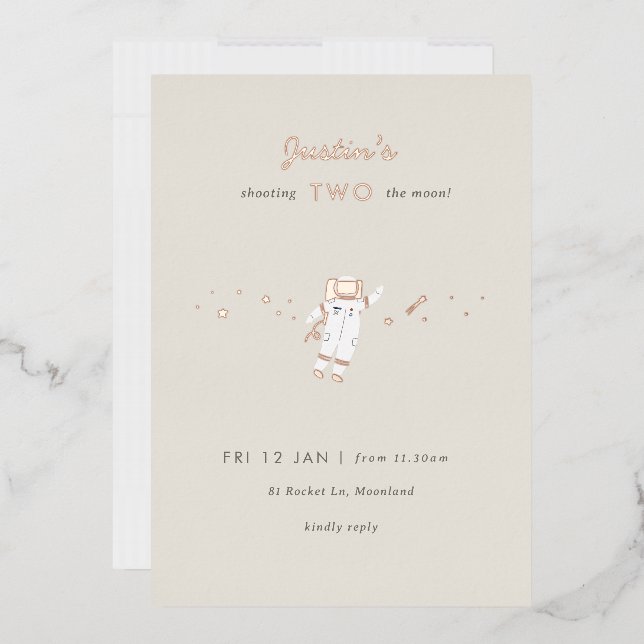 Deux à la Lune Fête Spatiale Invitation 2ème Anniv (Enveloppe)