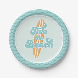 Deux à la plage Assiettes en papier pour 2e annive