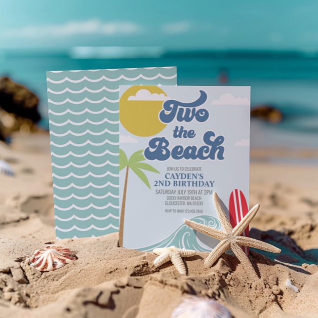 Deux à la plage Invitation d'anniversaire 2ème Sur (Créateur téléchargé)