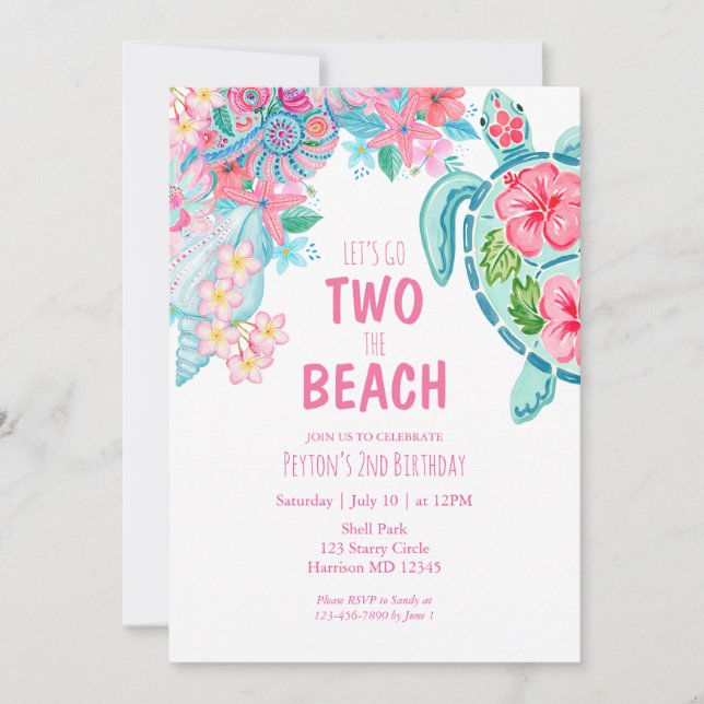 Deux à la plage Invitation d'anniversaire d'été de (Devant)