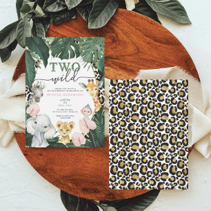 Deux animaux sauvages Safari Invitation Anniversai