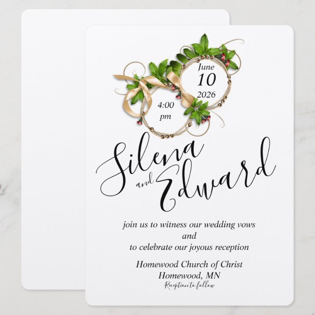 Deux anneaux en une Faire-part de mariage plate (Devant / Derrière)