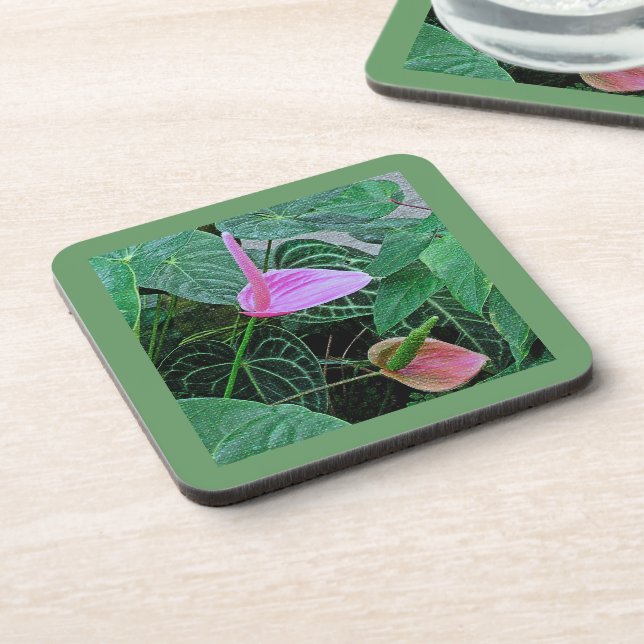 "DEUX ANTHURIUM" ENSEMBLE DE 6 DESSOUS DE VERRE EN (Côté gauche)