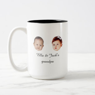 Deux bébé visage mug cadeau photo personnalisé