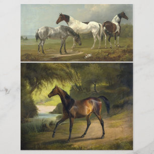 Deux belles peintures de chevaux de l'ère victorie