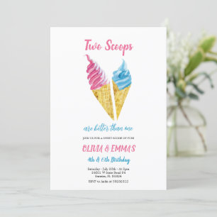 deux boules glace invitation anniversaire