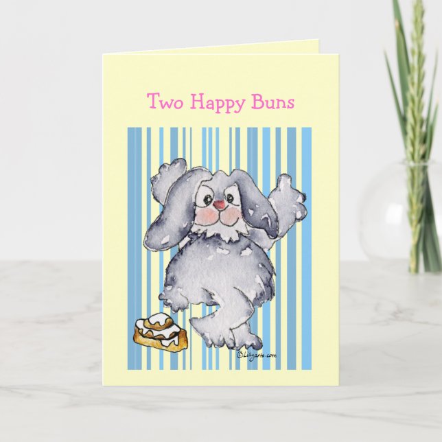 Deux Buns Joyeux Cartes De Voeux Mignonnes (Devant)