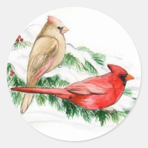 Deux Cardinals Oiseaux Art Stickers