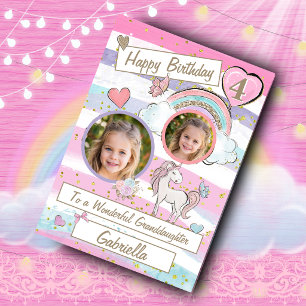Deux cartes d'anniversaire licorne avec photo