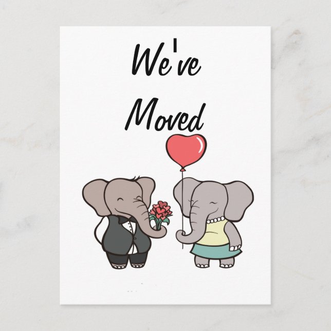 Deux cartes de changement d'adresse d'éléphant mig (Devant)