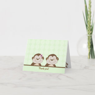 Deux cartes de remerciement singes Bambino point v