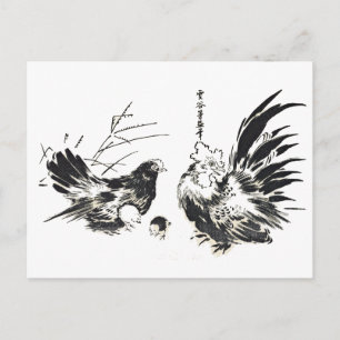 Deux cartes postales japonaises de poulet