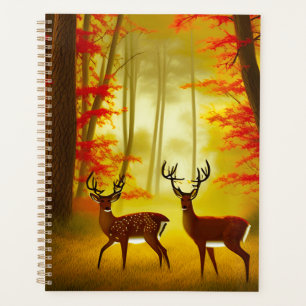 Deux cerfs dans une forêt d'automne / Bois
