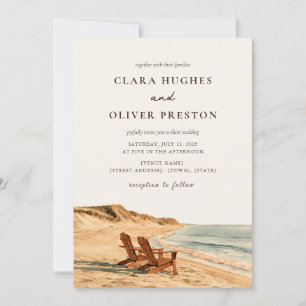 Deux chaises de plage à l'heure dorée, faire-part