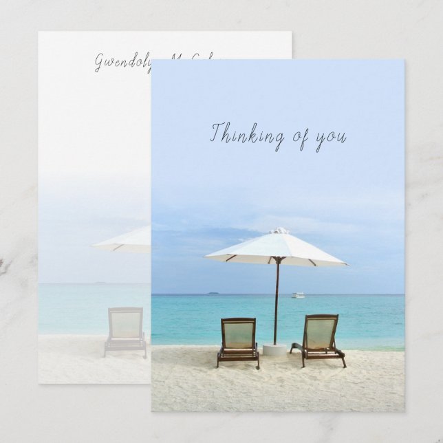 Deux Chaises De Plage Bord De Mer Cartes De Notes  (Devant / Derrière)