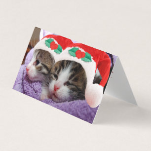 Deux chatons à Santa Hats Joyeuse carte de Noël