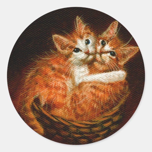 Deux chatons dans les autocollants de panier (Devant)