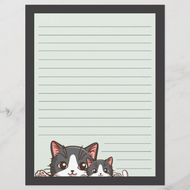 Deux chatons gris sur une doublée de papier gris (Devant)