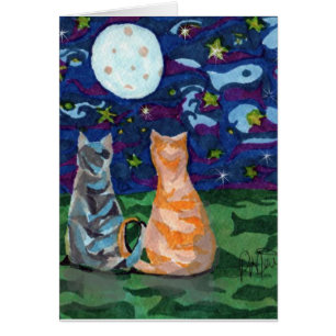 Deux chats dans l'art de clair de lune