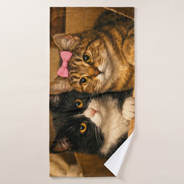 "Deux chats dans une boîte en carton – Serviette d (Serviette de bain)