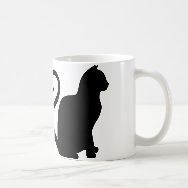 Deux chats font un coeur Silhouette café Mug (Droite)