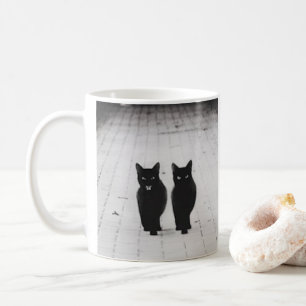 Deux chats noirs classique Mug de café
