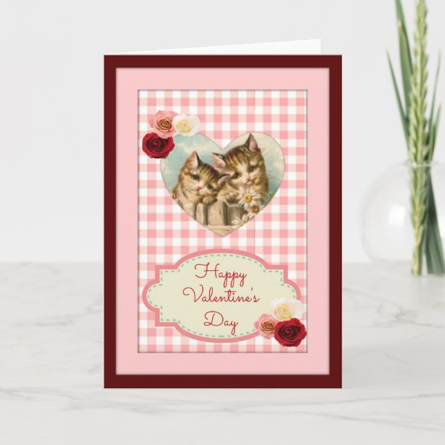 Deux chats orange Vintages Carte Saint-Valentin (Devant)
