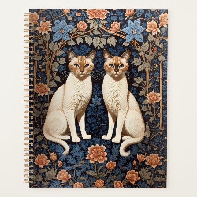Deux chats siamois William Morris Inspiré (Devant)
