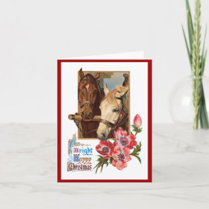 Deux chevaux - Une carte de Noël brillante et heur