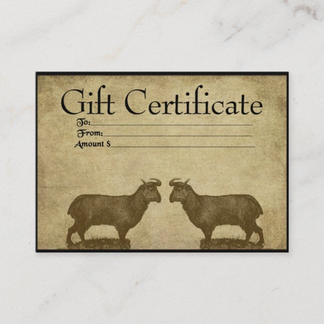 Deux Chèvres Ol' - Cartes De Certificat Cadeau Pri (Devant)