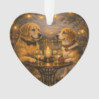 Deux chiens en rendez-vous • Ornement en cœur en a