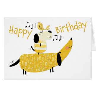 Deux chiens et un chant d'oiseau Anniversaire