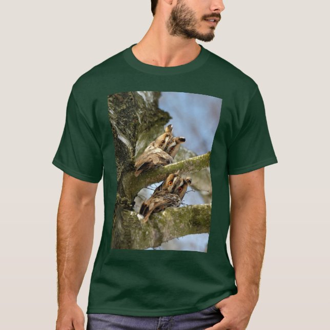 Deux Chouettes dans les Bois, oiseaux, T-shirt de  (Devant)