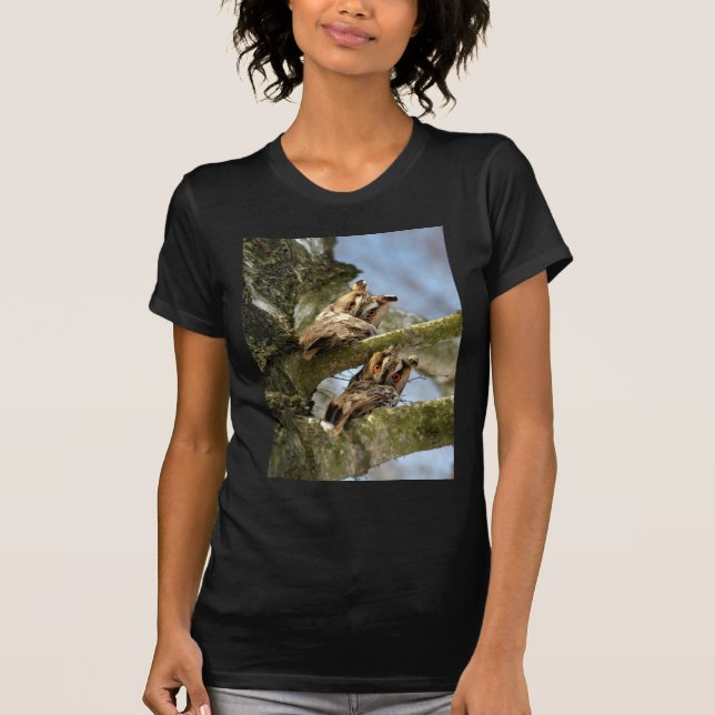 Deux Chouettes dans les Bois, oiseaux, T-shirt de  (Devant)