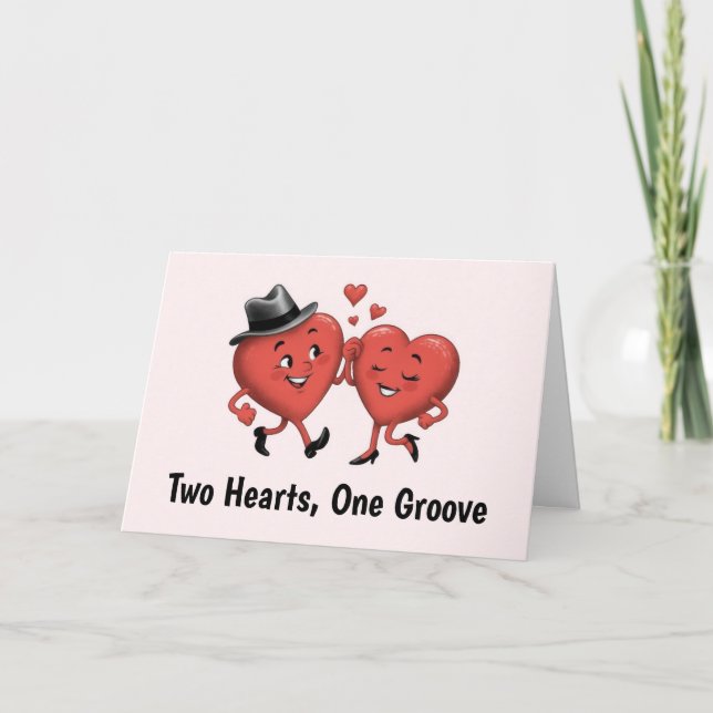 Deux Coeurs d'amour mignons Carte Saint Valentin (Devant)