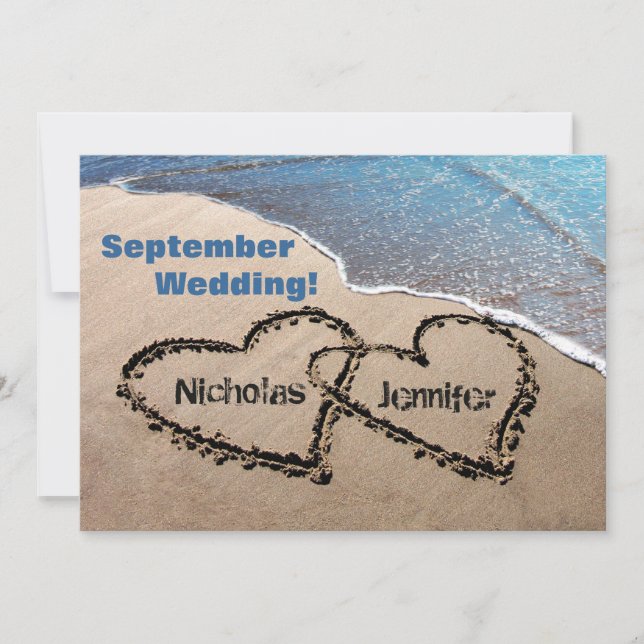 Deux cœurs dans une invitation de mariage sur la p (Devant)