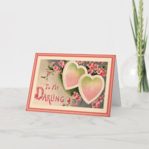 Deux Coeurs de Saint-Valentin roses - Carte de Sai