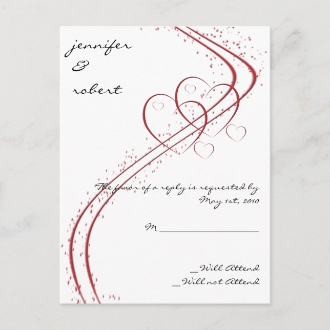 Deux coeurs en une seule carte de réponse (Devant)