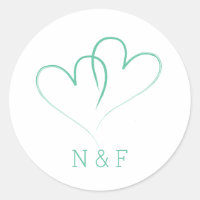 Deux Coeurs entrelacés - Sticker rond Mariage