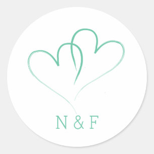 Deux Coeurs entrelacés - Sticker rond Mariage