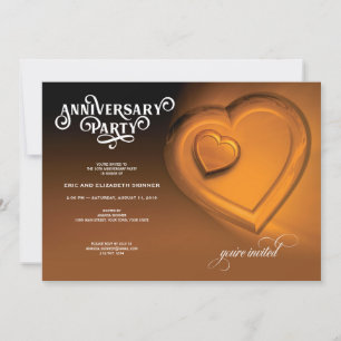 Deux Coeurs, Gold Anniversary Party Invitation