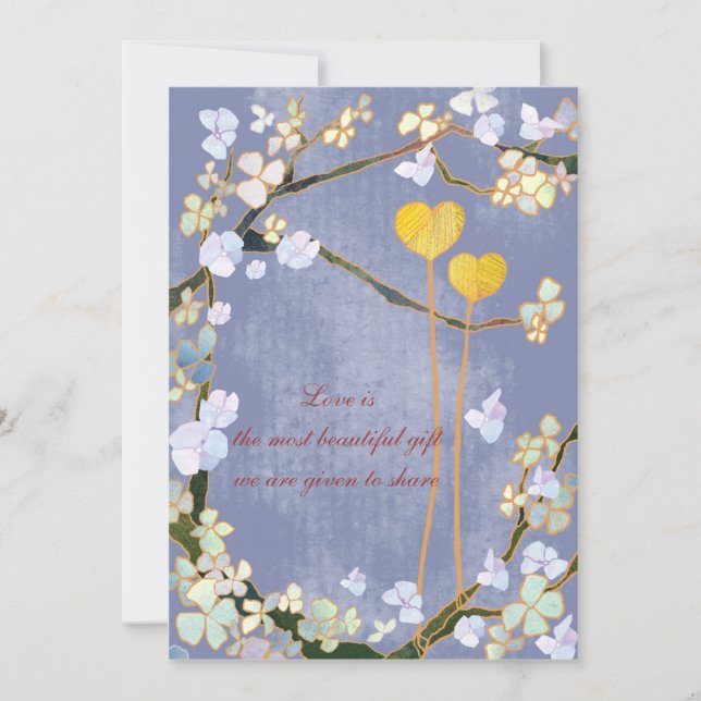 Deux coeurs : Invitations de mariage bleu (Devant)