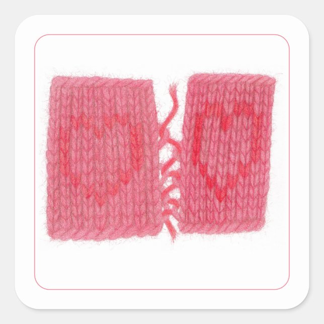 DEUX COEURS KNIT Stickers Carré (Devant)