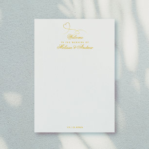 Deux Coeurs Or Élégants Lettre de bienvenue Mari