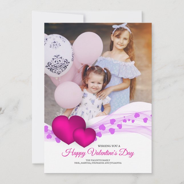 Deux Coeurs Photo Carte Saint Valentin (Devant)